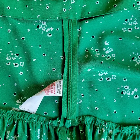 🌟 TOPSHOP Flirty Trendy Green Floral Crop Cami Rouching Side Zip Women's Sz 10 - Picture 6 of 9